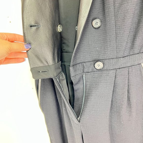 NWT Sea New York SZ 4 Leather Trim Double Breasted Jumpsuit - Picture 6 of 9